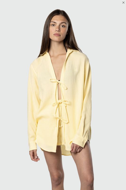 TEAMLTD Breeze Tie Front Long Sleeve Butter Yellow
