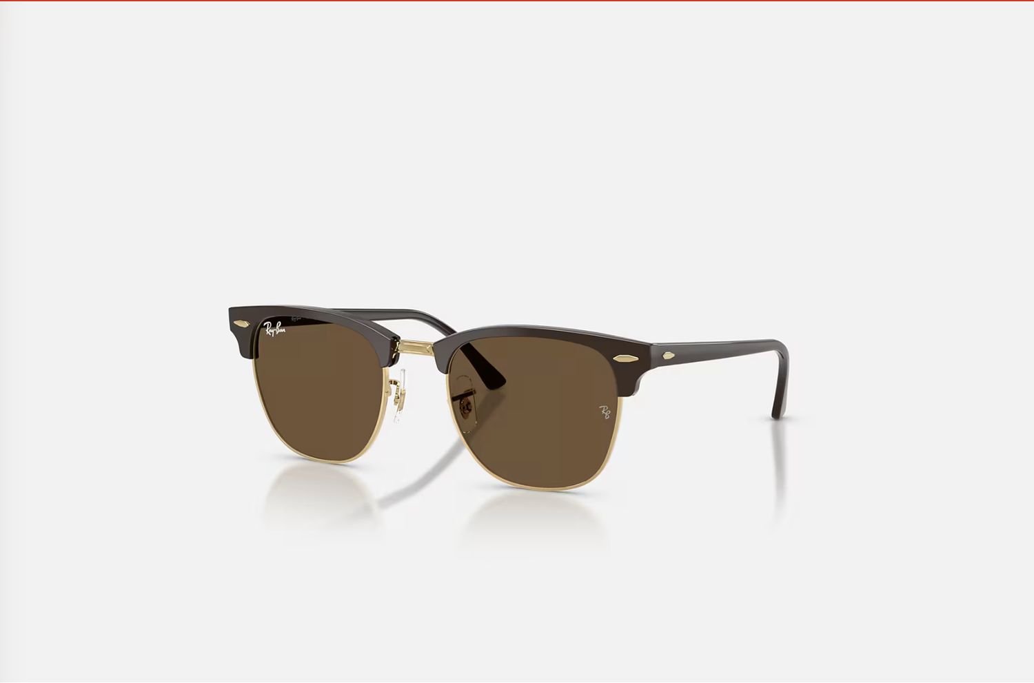 Rayban Clubmaster Classic Brown on Gold Dark Brown