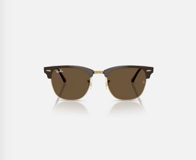Rayban Clubmaster Classic Brown on Gold Dark Brown