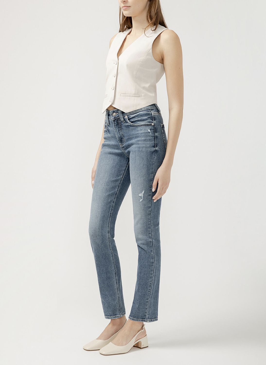 Silver Avery High Rise Straight Leg Jeans 286 33Inseam