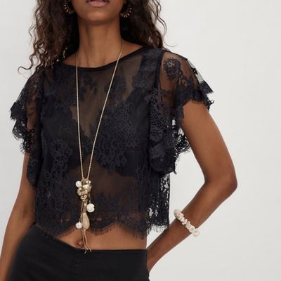 Free People Lunar Ash Lace Top