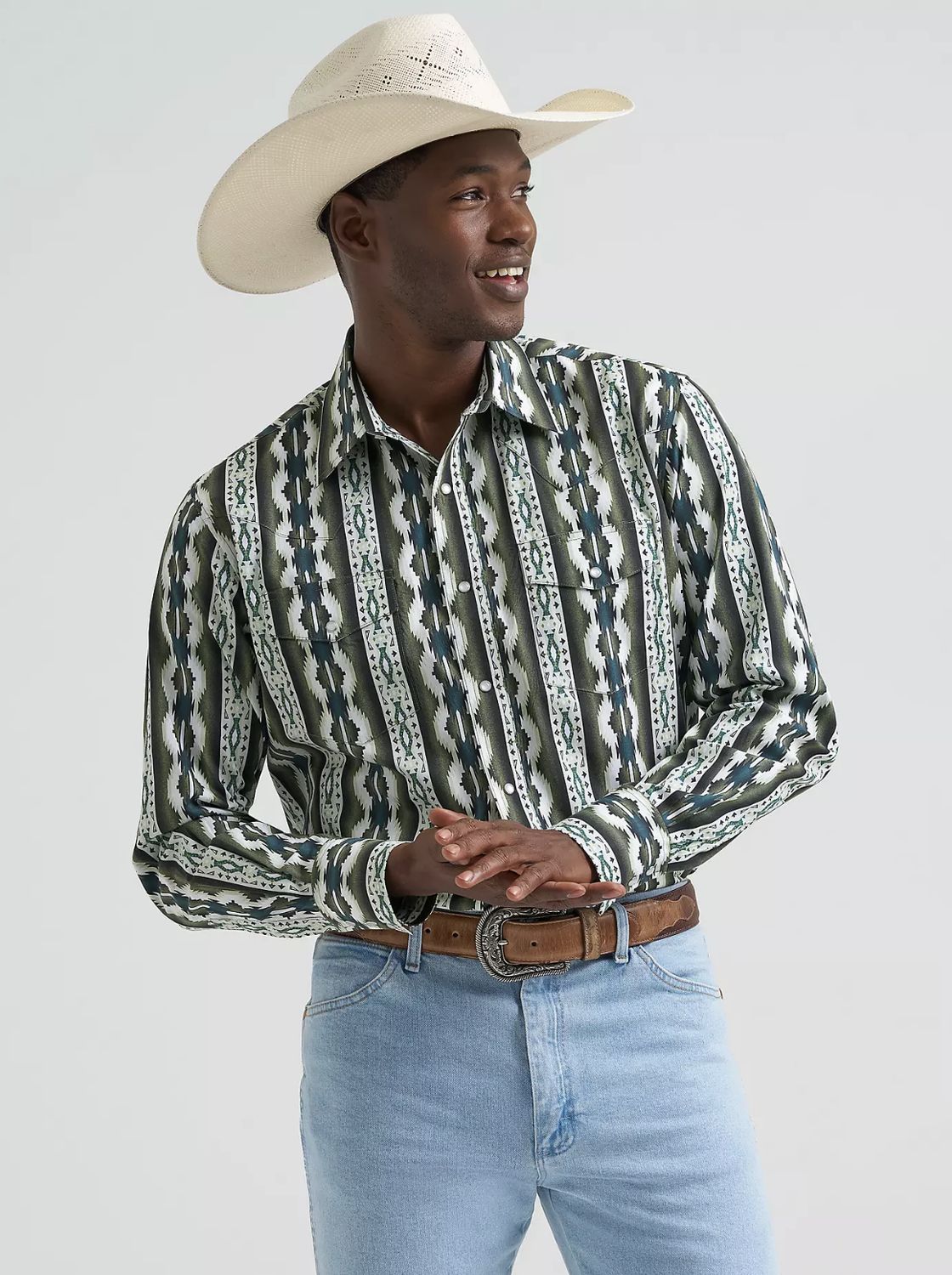MEN'S CHECOTAH® LONG SLEEVE WESTERN SNAP PRINTED SHIRT