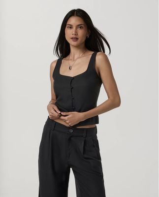 Vuori Trestles Twill ButtonFront Top Black