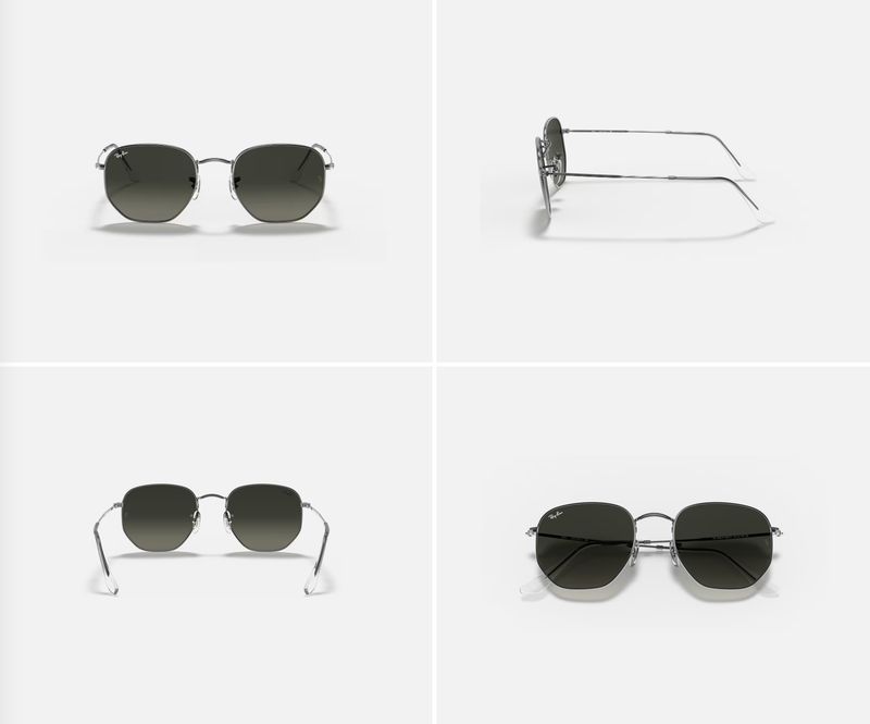 Rayban HEXAGONAL FLAT LENSES Polished Gunmetal Grey Gradient