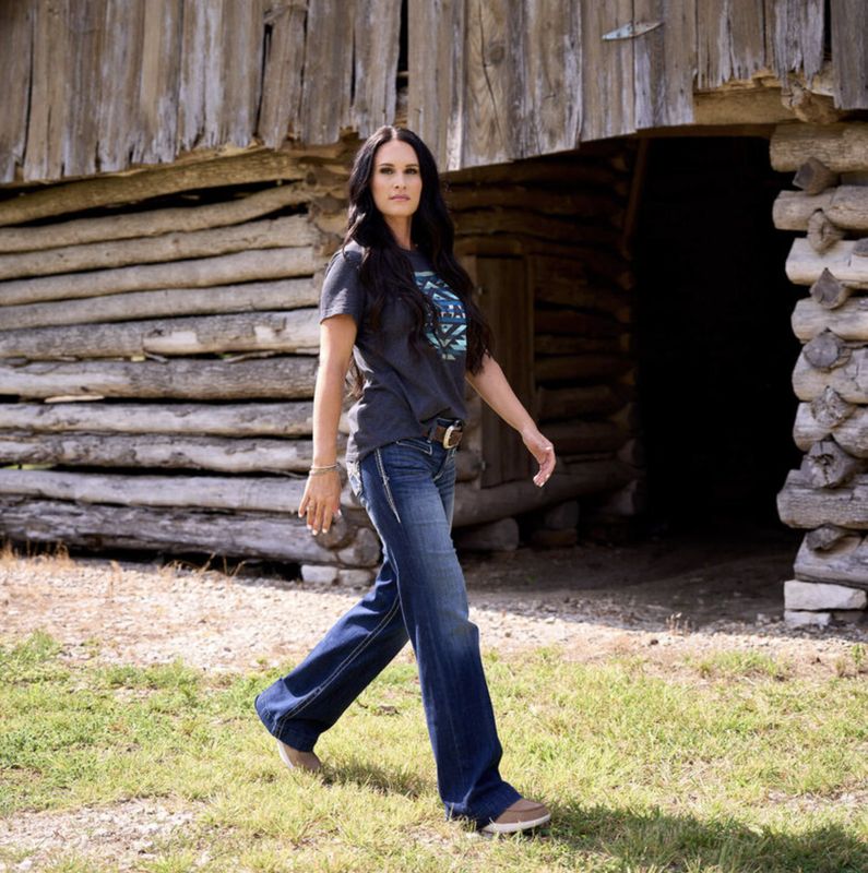 Ariat Trouser Mid Rise Stretch Entwined Wide Leg Jean Marine