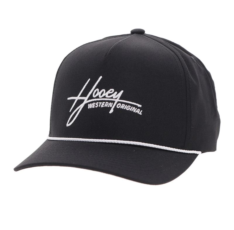 HOOEY "MARK OUT" HAT BLACK W/WHITE STITCHING