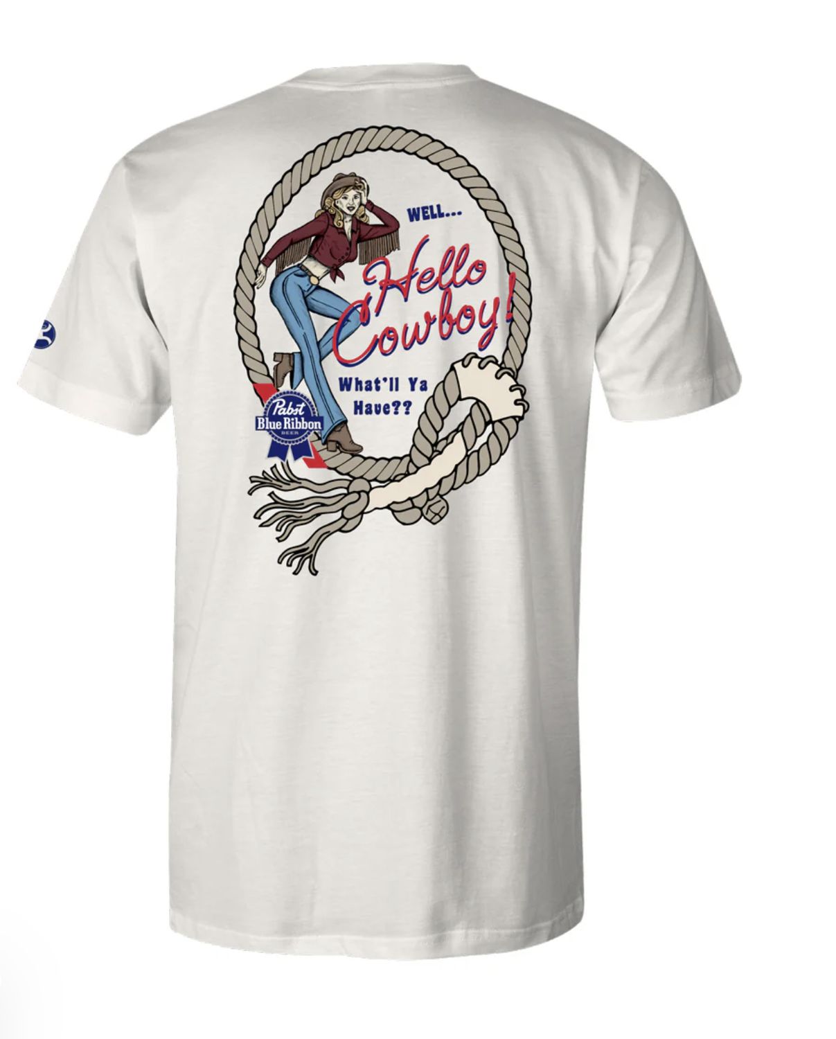 HOOEY "PABST BLUE RIBBON" CREAM W/"HELLO COWBOY" T-SHIRT