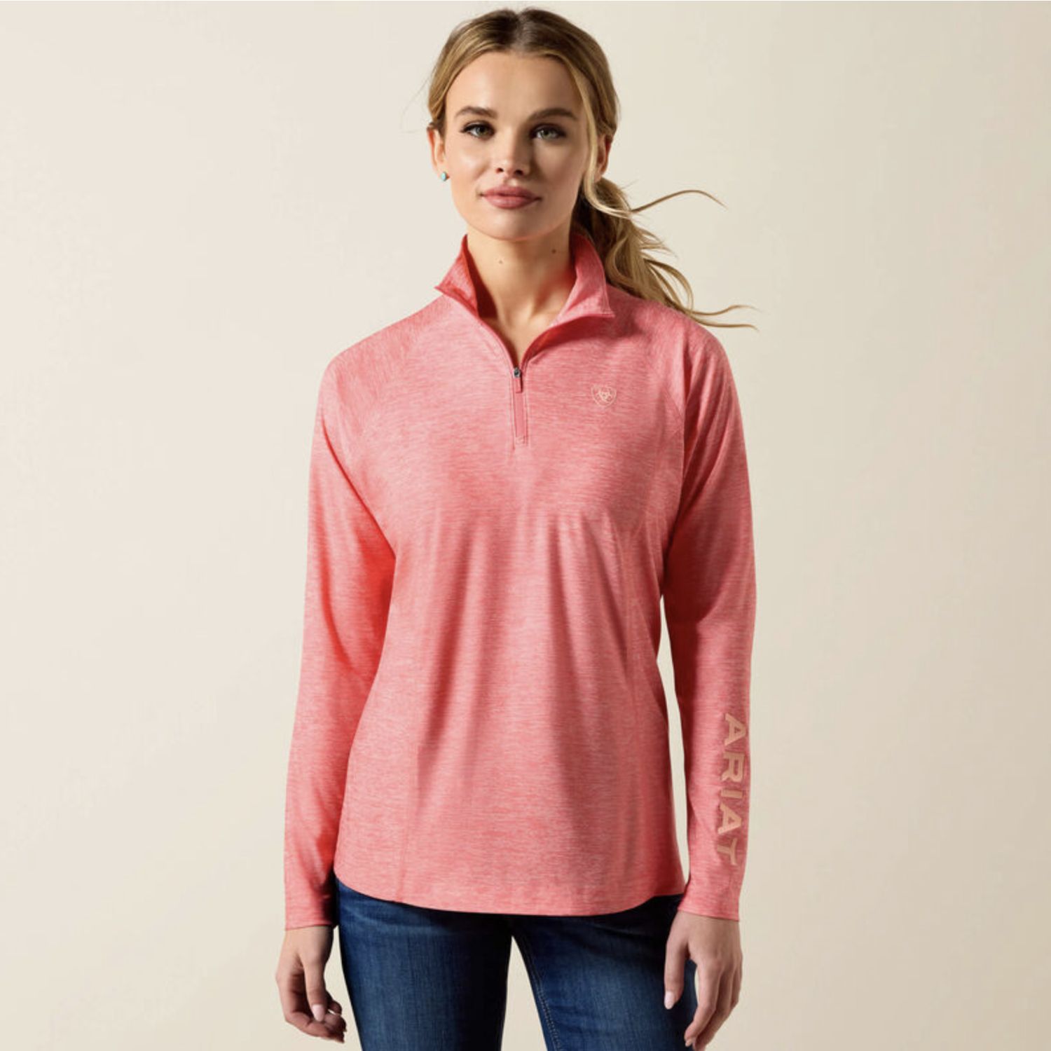 Ariat Laguna 1/4 Zip Top Sun Kissed Coral Heather