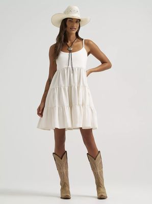 WRANGLER STRAPPY TIERED DRESS White