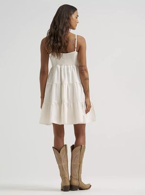 WRANGLER STRAPPY TIERED DRESS White