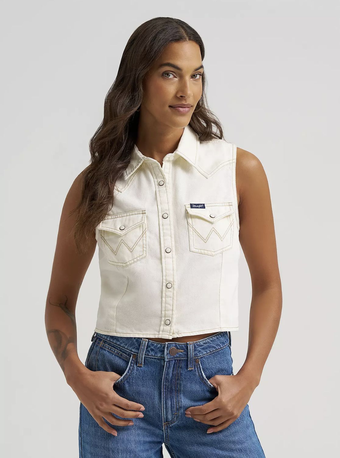 Wrangler  SLEEVELESS DENIM SNAP SHIRT
