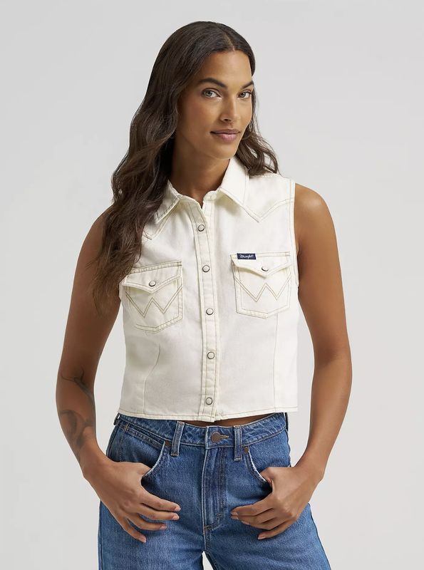 Wrangler  SLEEVELESS DENIM SNAP SHIRT