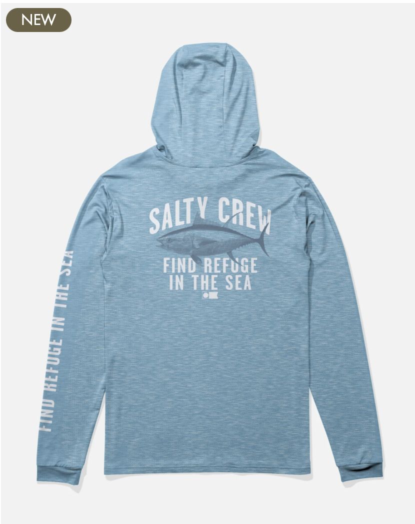 Salty Crew Bitmap Boys Hood Sunshirt - Blue Heather