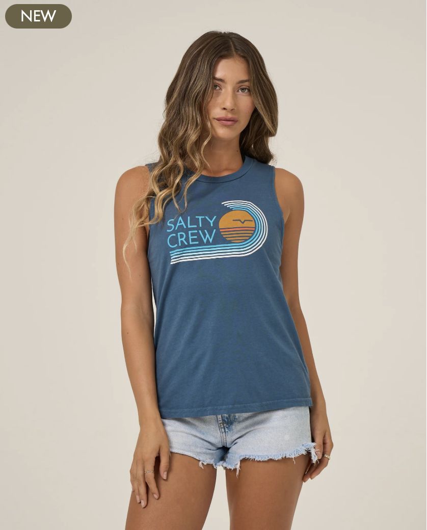 Salty Crew Ombre Wave Muscle Tank - Midnight Navy