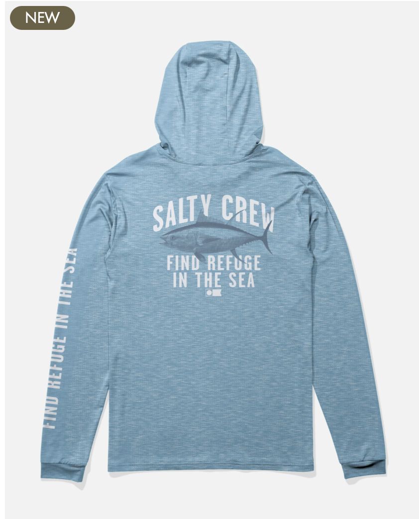 Salty Crew Bitmap Hood Sunshirt - Blue Heather
