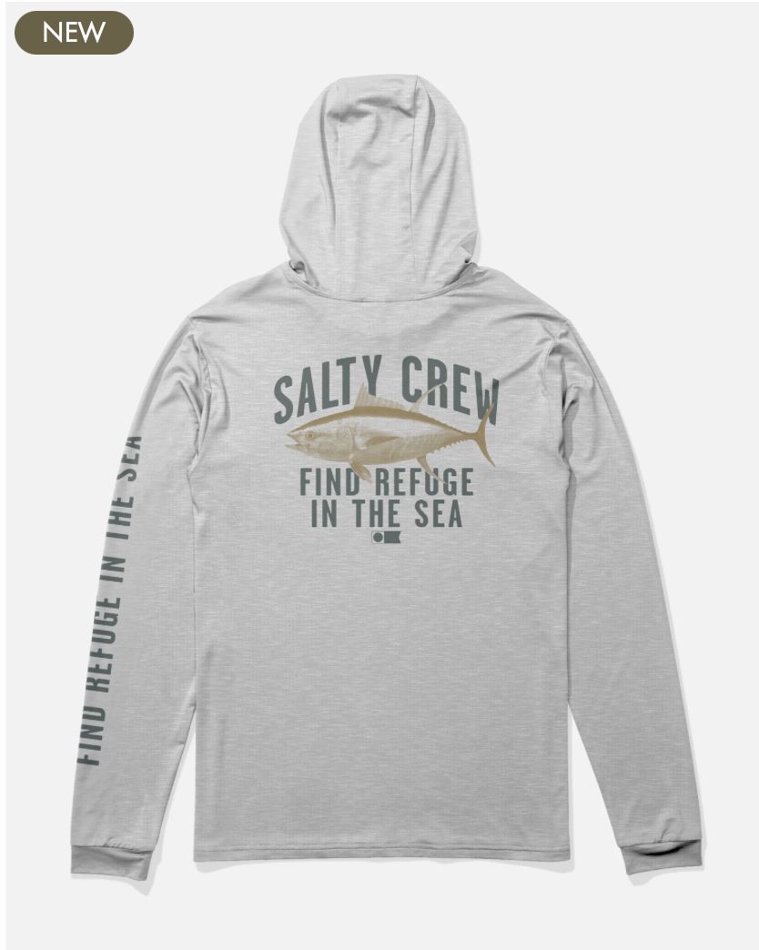 Salty Crew Bitmap Hood Sunshirt - Grey Heather