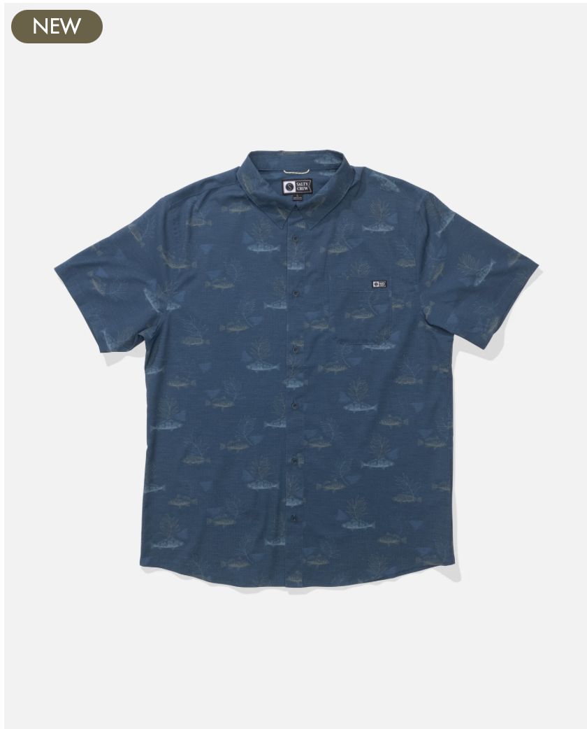 Salty Crew Breezer Perforated Button Up - Navy