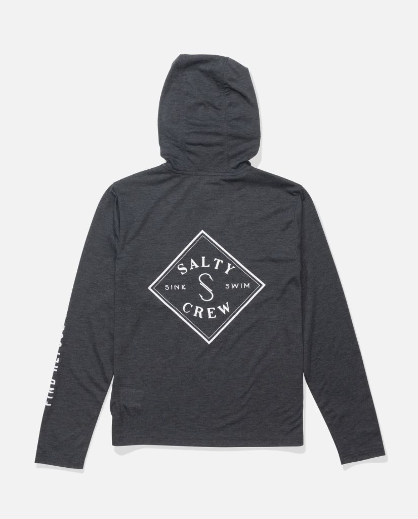 Salty Crew Tippet Boys Hood Tech Tee - Black Heather