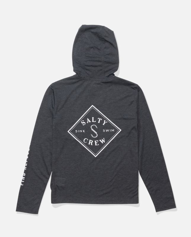 Salty Crew Tippet Boys Hood Tech Tee - Black Heather