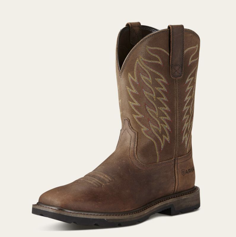 Ariat Groundbreaker Wide Square Toe Steel Toe Work Boot Brown