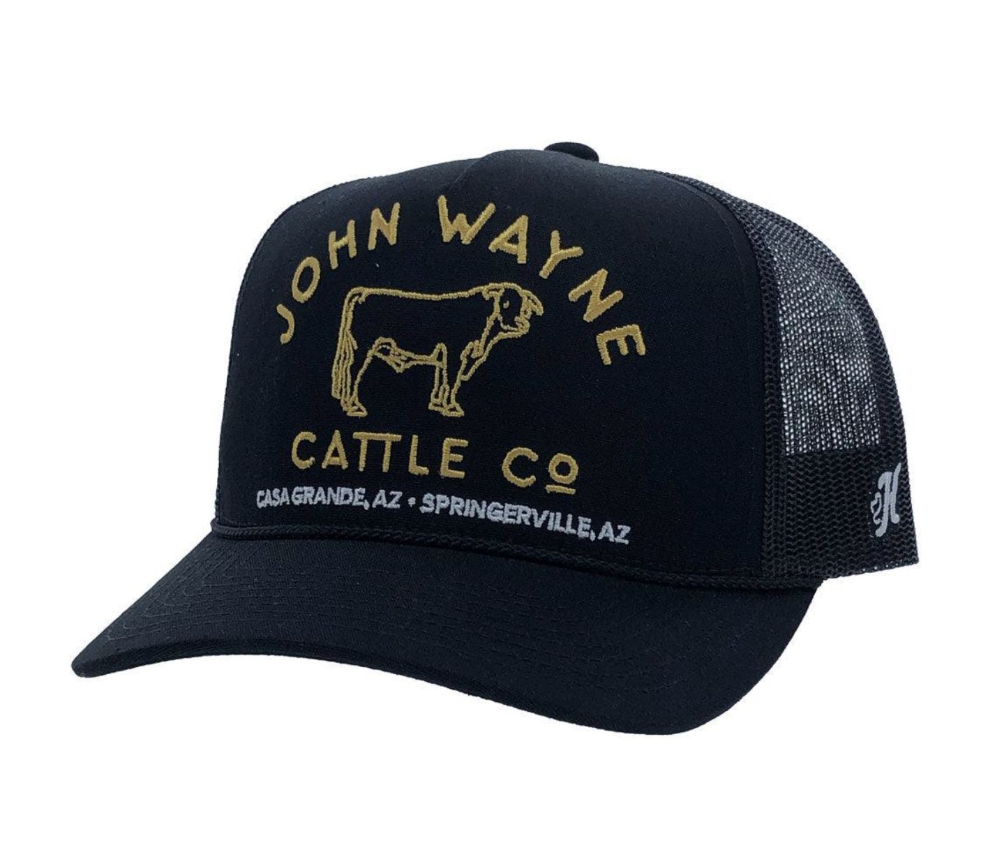 Hooey "JOHN WAYNE" BLACK W/GOLD STITCHED LOGO HAT
