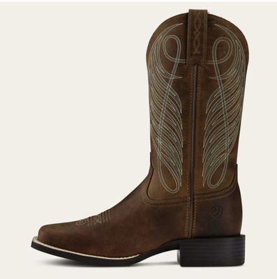Ariat Round Up Wide Square Toe Western Boot Powder Brown