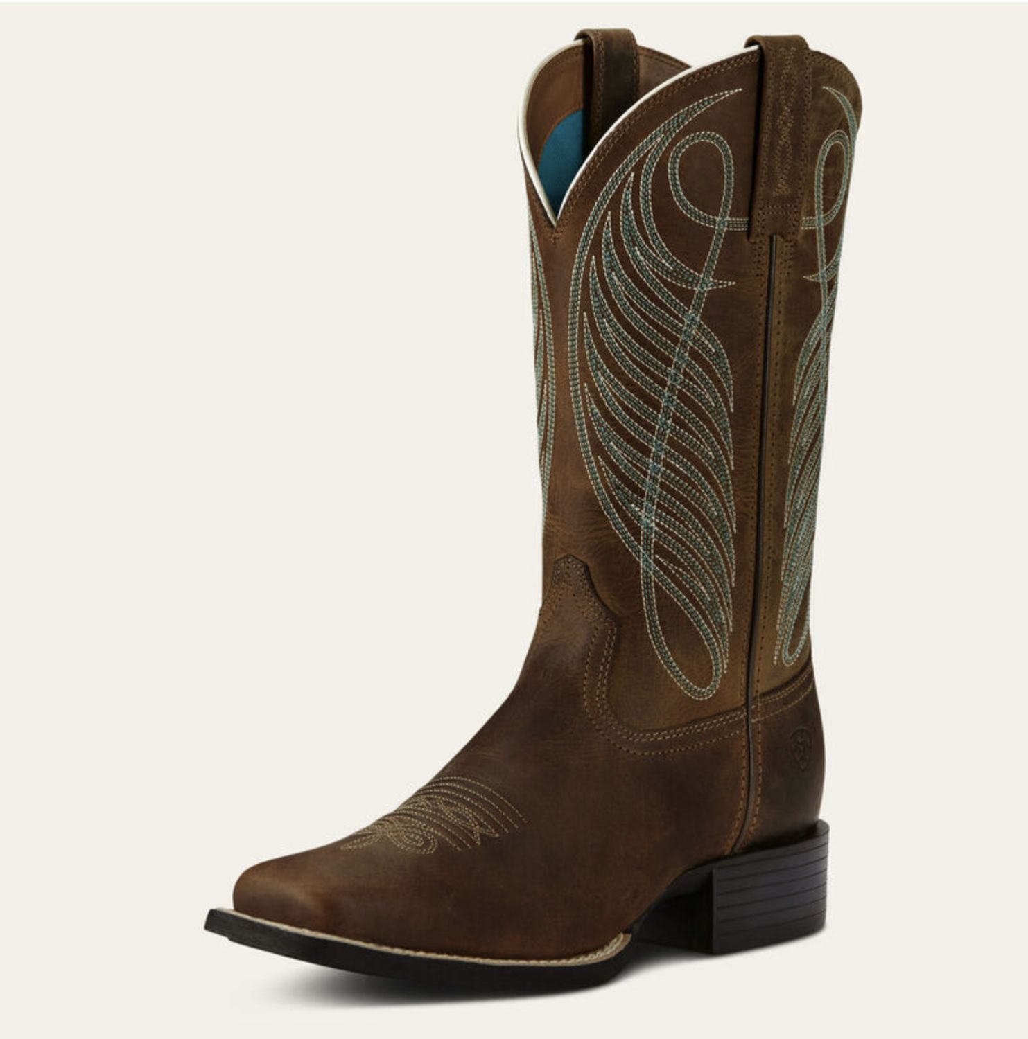 Ariat Round Up Wide Square Toe Western Boot Powder Brown