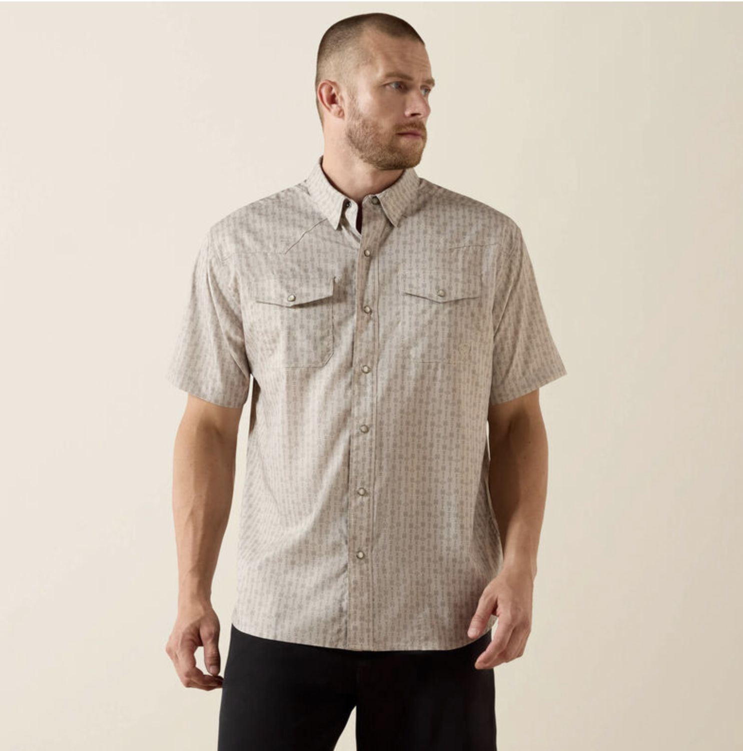 Ariat Printed Western VentTEK Classic Fit Snap Shirt Island Fossil