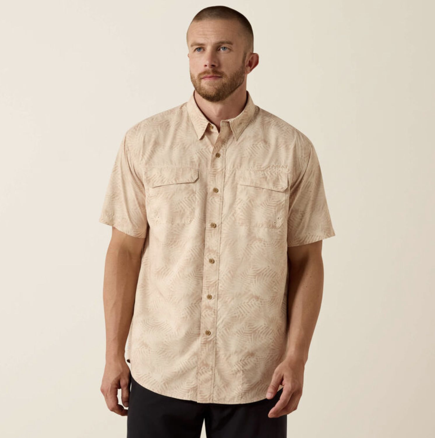 Ariat Printed VentTEK Outbound Classic Fit Shirt Creme Brûlée Cream
