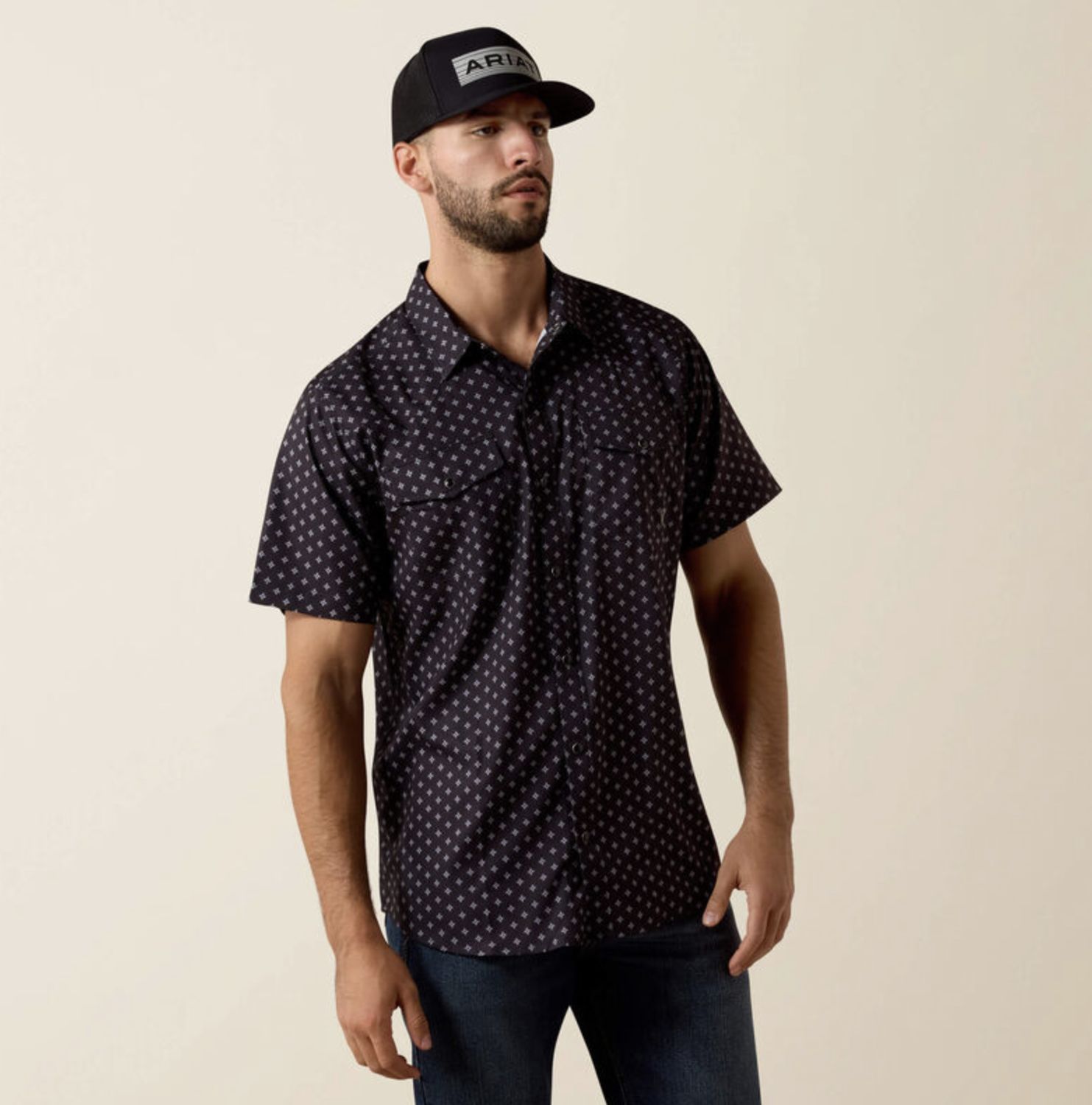 Ariat Printed VentTEK Western Fitted Snap Shirt Black