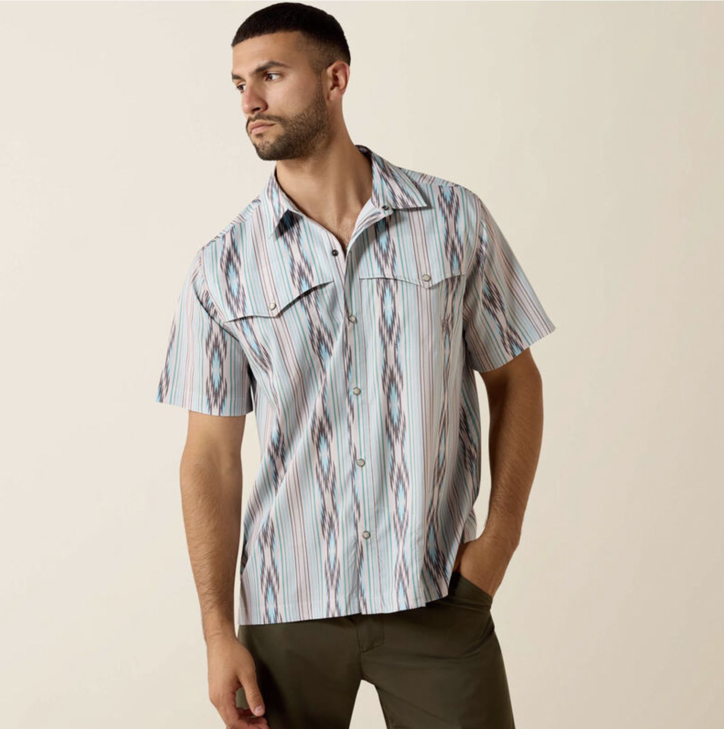 Ariat Printed VentTEK Western Yoke Classic Fit Snap Shirt Moonbeam