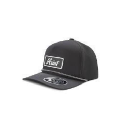 ARIAT MENS CAP SNAP BACK RUBBER PATCH BLACK