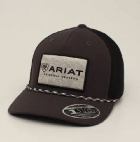 ARIAT MENS SNAP BACK FLEXFIT 110 PATCH ROPE BLACK