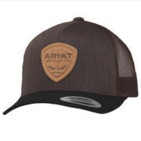 ARIAT MENS SNAP BACK PU PATCH FABRIC BROWN