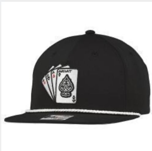 ARIAT MENS CAP R112 ACES 3D EMBROIDERED BLACK