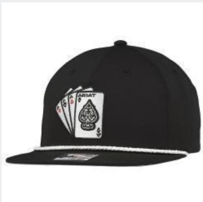 ARIAT MENS CAP R112 ACES 3D EMBROIDERED BLACK