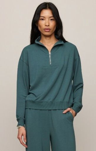 Z Supply GATE CHECK MODALSWEATSHIRT, Colour: Emerald, Size: XS