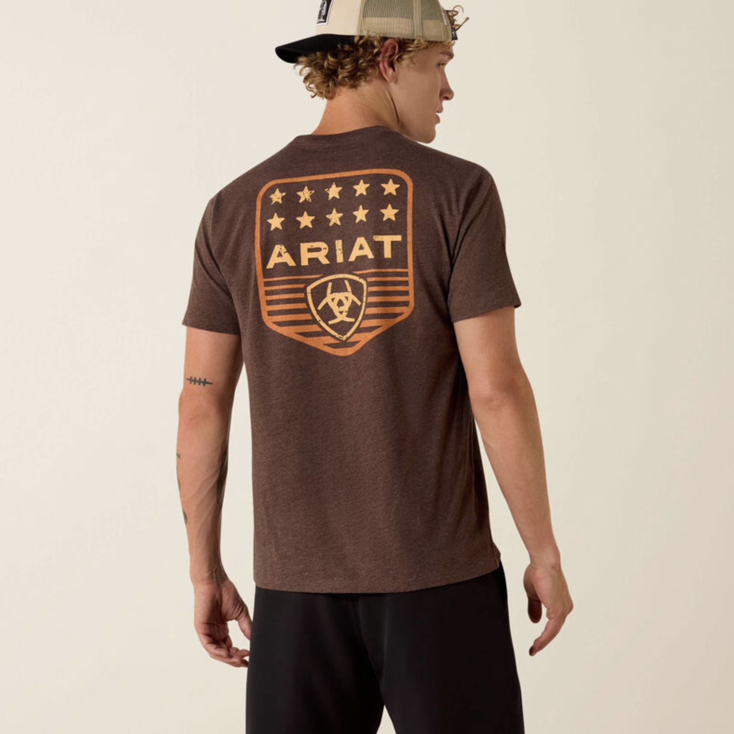 Ariat Stripe Patriotic Badge T-Shirt Brown Heather