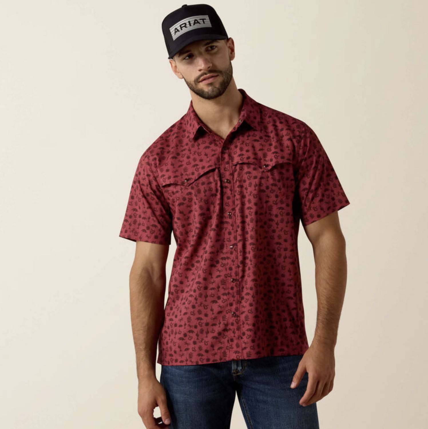 Ariat Printed VentTEK Western Yoke Classic Fit Snap RHUBARB DESERT CREATURES PRINT