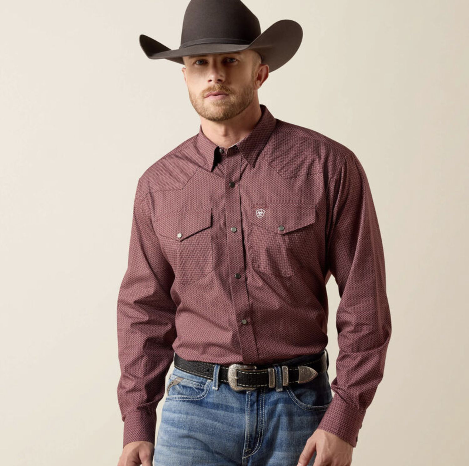 Ariat Wrinkle Free Dion Classic Fit Snap RED MAHOGANY MINI SOUTHWEST MOTIF