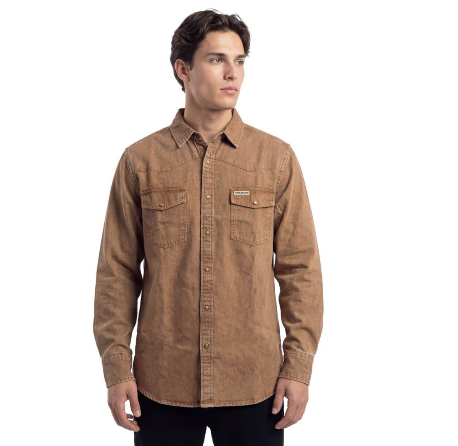 Homestead Denim Button Up - Saddle