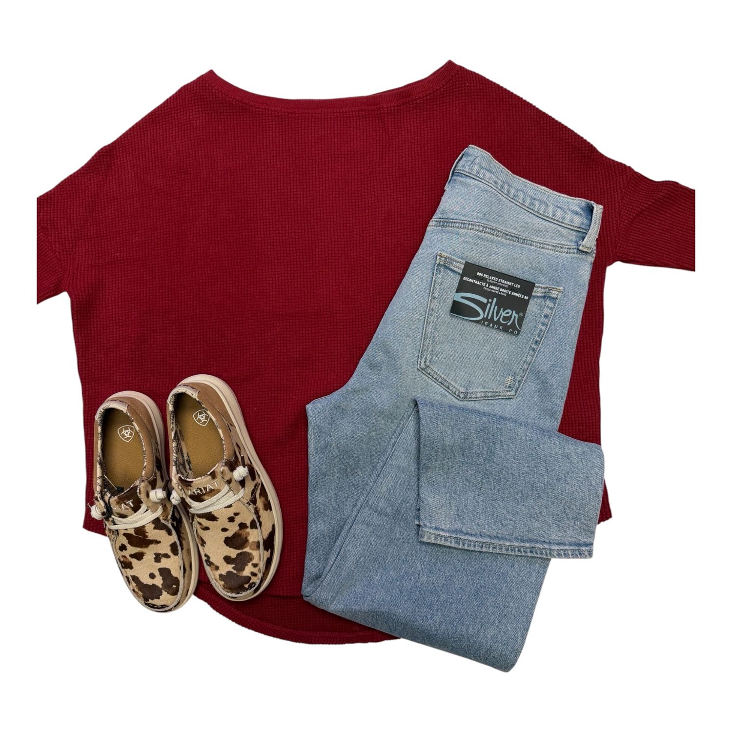 Free People Latte Blues Thermal Red