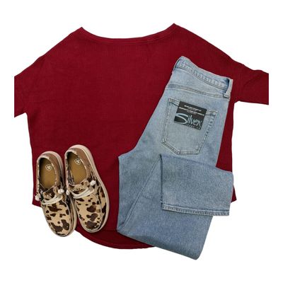 Free People Latte Blues Thermal Red