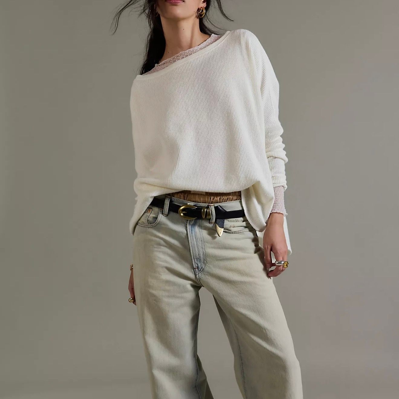 Free People Latte Blues Thermal Ivory