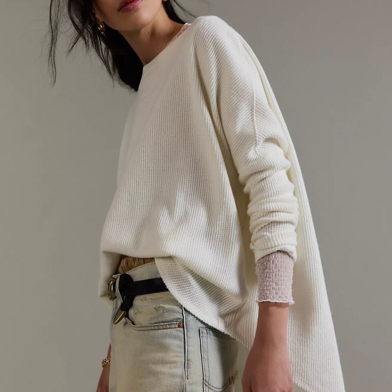 Free People Latte Blues Thermal Ivory