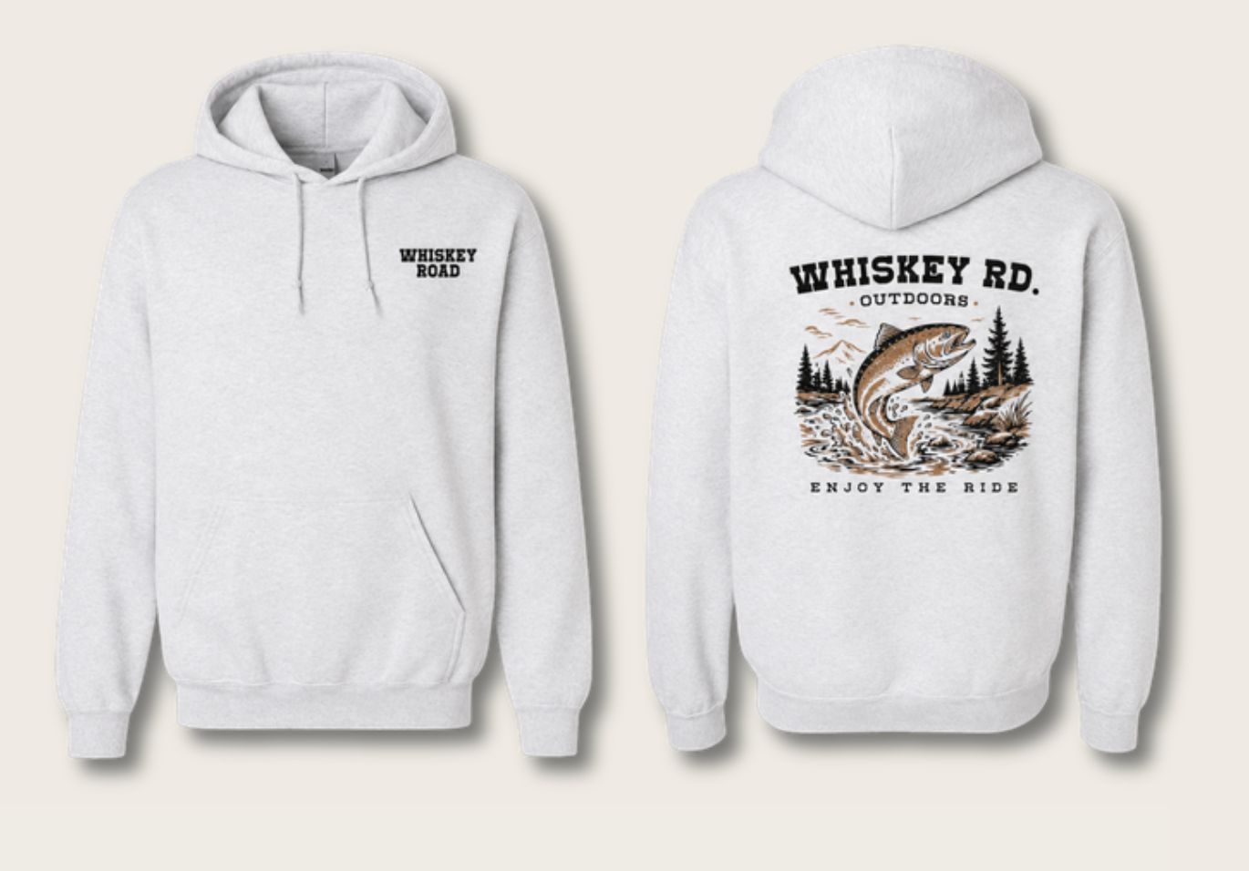Whiskey Rd Hoodie Option 2 Light Grey
