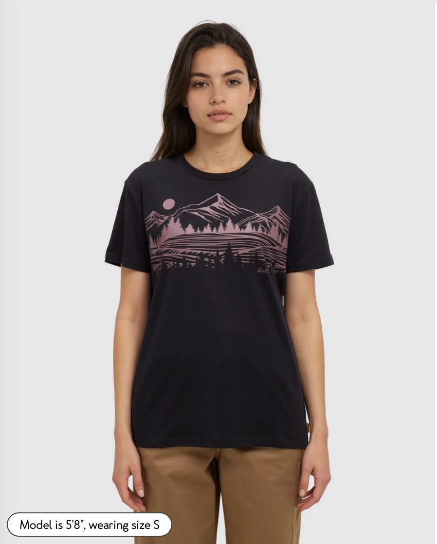 Tentree Scenic Fields T-Shirt Meteorite Black Mauve Stone
