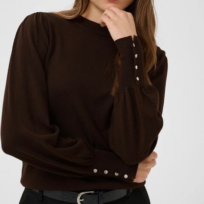 Kaffe Lizza Button Sweater Fudge