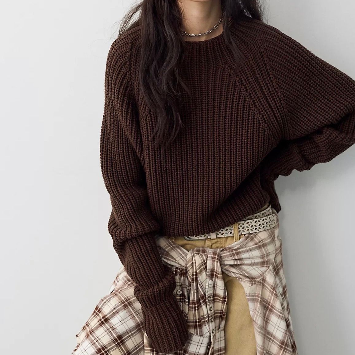 Free People Low Tide Pullover Chocolate