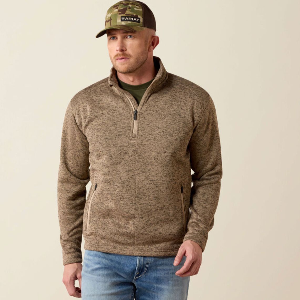 Ariat Caldwell 1/4 Zip Sweater Savannah Tan